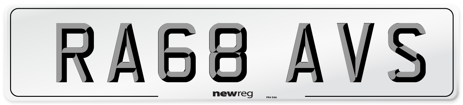 RA68 AVS Number Plate from New Reg